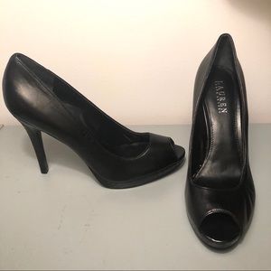Lauren Ralph Lauren black peep toe heel 9 1/2
